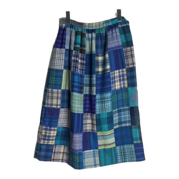 Vintage 60's Donald Davies Irish Wool Midi Skirt Patchwork Lined See Measurement - Picture 2 of 8